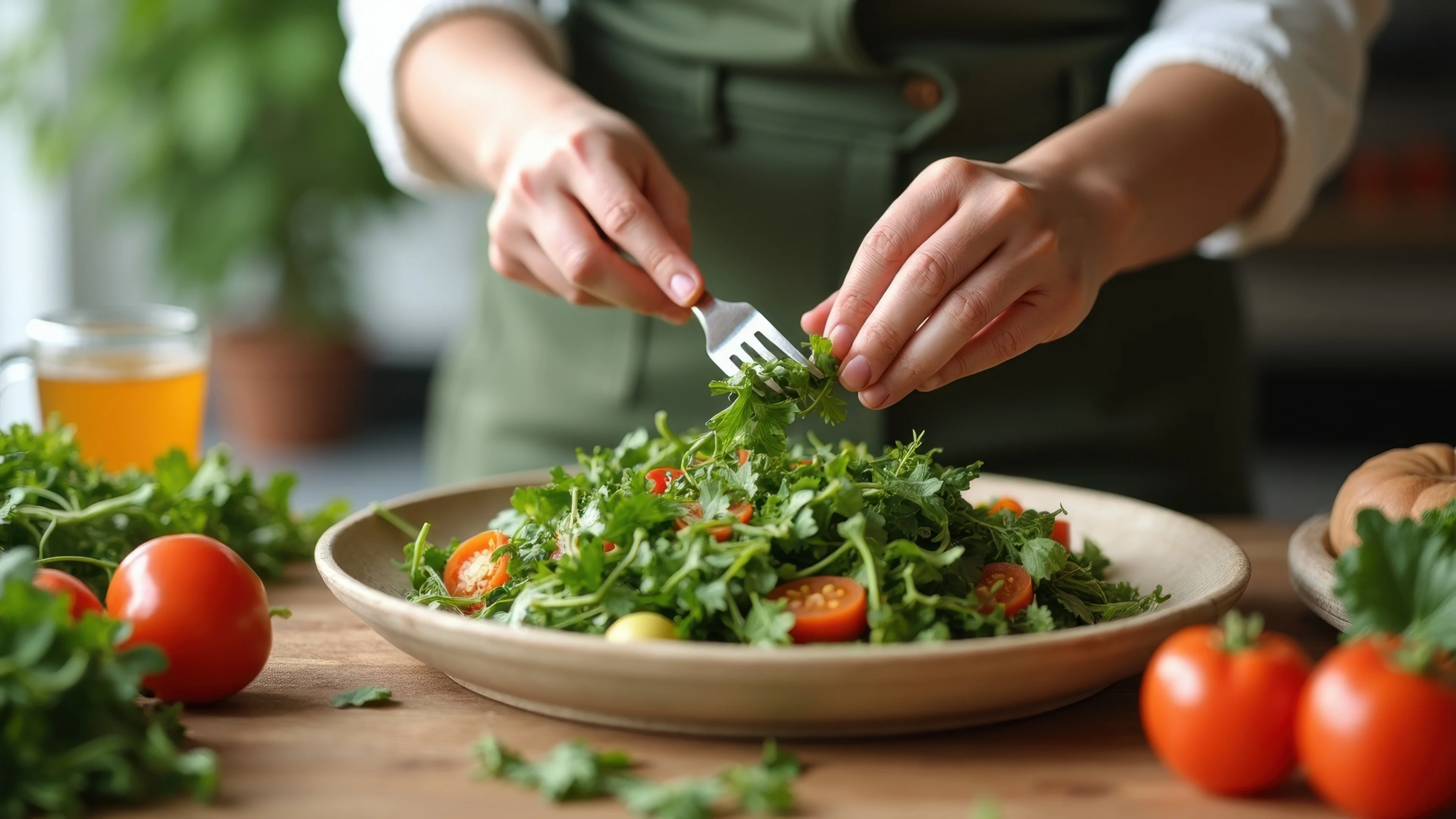 Fresh salad preparation